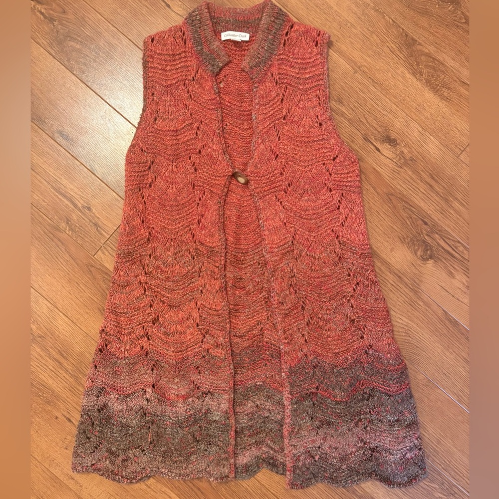 Coldwater Creek Bohemian Long Knit Cardigan Sweater Vest. Size Medium - Picture 6 of 10